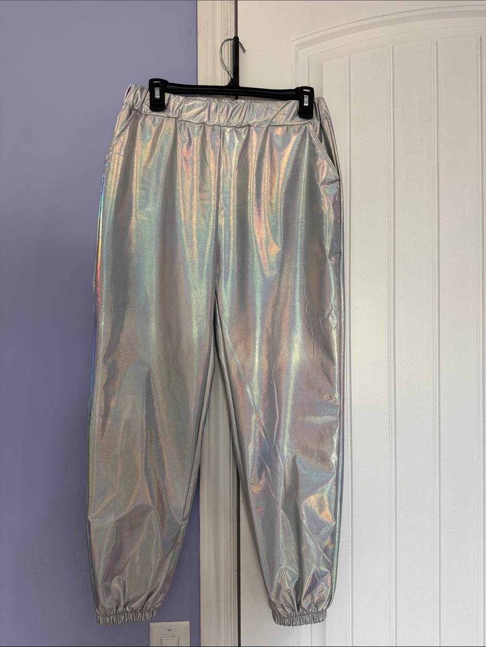 Holographic Silver Jogger Pants